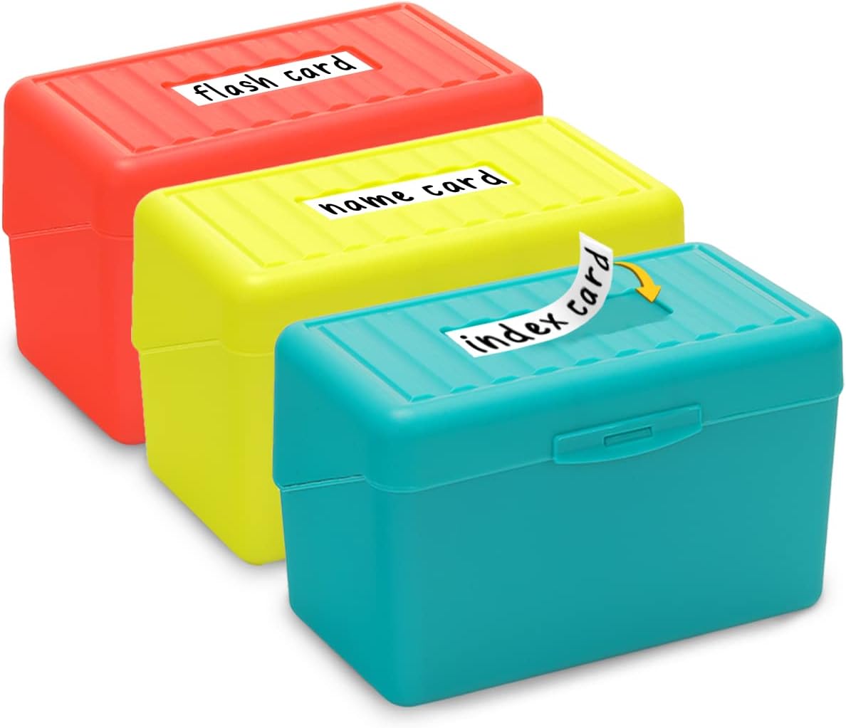 H4D Index Card Holder 3x5, Index Card Box Organizer, 3 Pack, Pastel Colors | Plastic, 3x5 Inch, Fits for Index Cards, Pastel Colors, Snap Closure Lid - Image 9