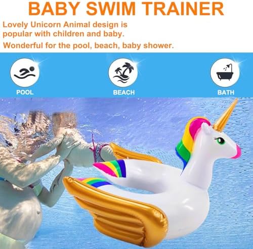 Side profile of iGeeKid unicorn pool float and matching ball