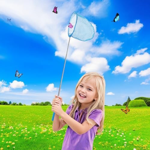 Set of 6 multicolored telescopic fishing nets for kids