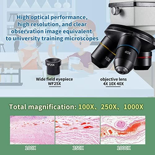 MAXLAPTER Microscope Kit for Kids 8-12 with Prepared Slides, 100-1000X Professional Compound Microscope for Kids Students with Mechanical Stage, Optical Glass Lenses, 10 Slides, Filter, Phone Adapter - Image 6