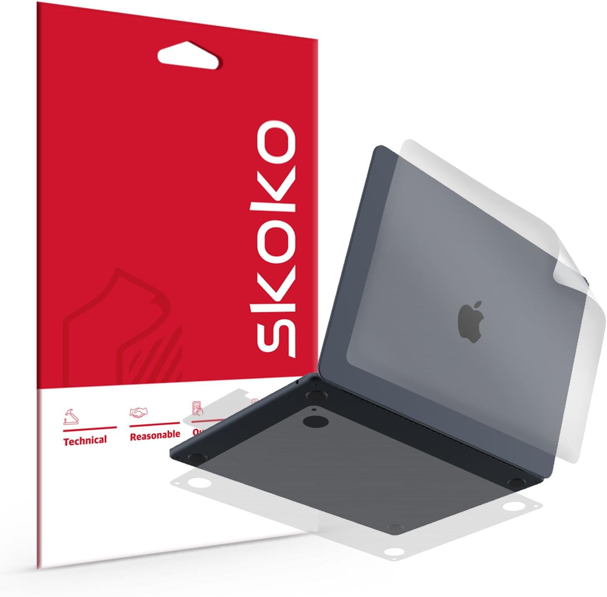 Skoko Invisible Matte Full Body Skin front view protecting an Apple laptop top cover