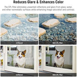 Close up of 67mm circular polarizing filter glass