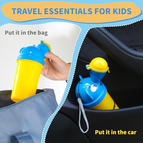 ONEDONE Portable Urinal for Kids 17 OZ Pee Bottle with Clean Brush Travel Urinal for Kids Baby Child Pee Cup for Boys Emergency Toilet for Camping Car Travel and Kid Potty Training(Yellow) - Image 5