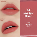 High-pigmented matte finish lip tint packaging highlighting the shade number zero five.