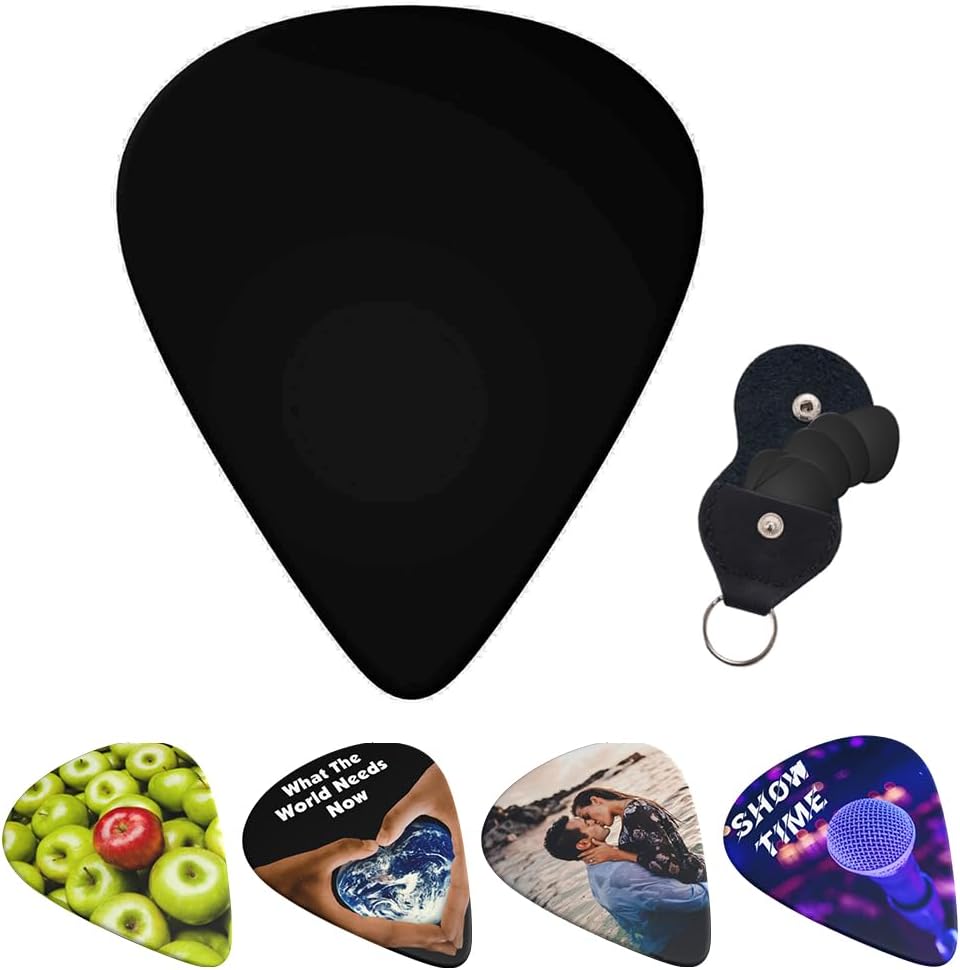 KMITBPN custom guitar picks front view featuring heavy black plectrums