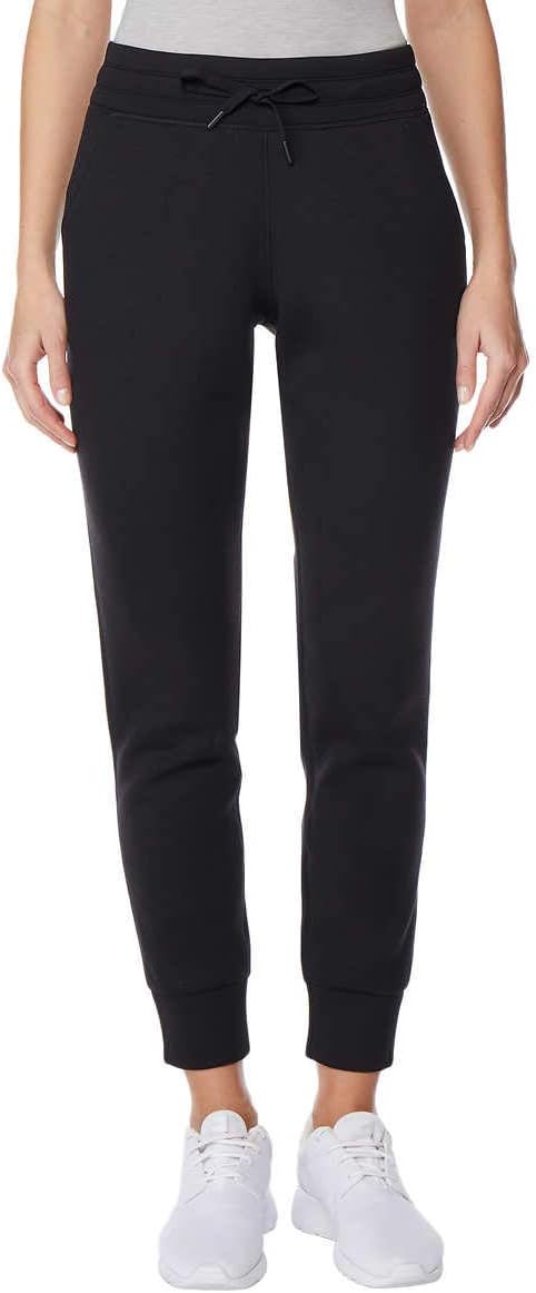 32 Degrees ladies tech fleece jogger black front view jogger pants