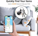 Waterproof smart locator tag being placed inside a travel backpack for worldwide luggage monitoring.