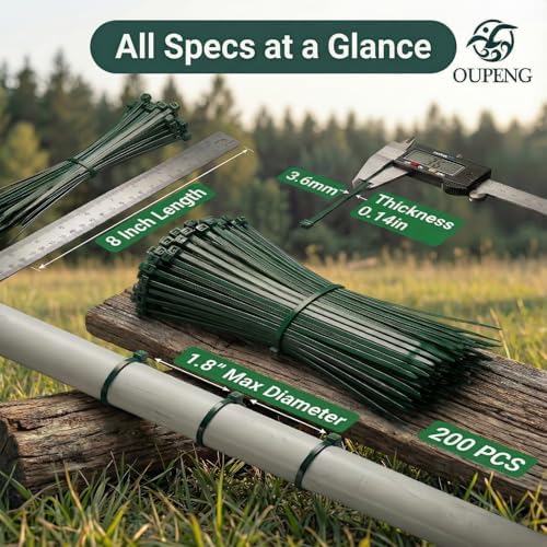 OUPENG 8 inch self locking cable ties wire management application