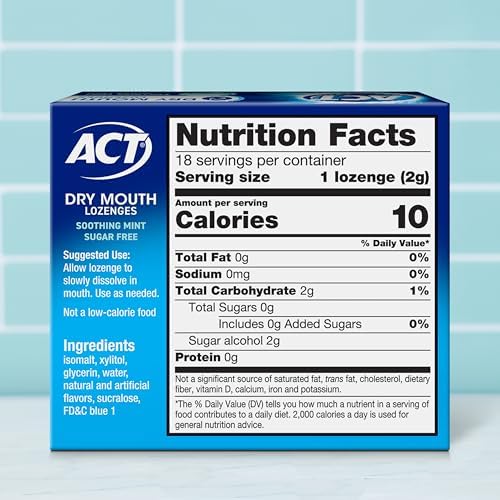 ACT oral care lozenges for dry mouth relief with soothing mint flavor.