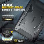 Fintie black rugged unibody shell highlighting closed dustproof port covers