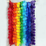 Pinkblume authentic imported festive rainbow circle banner hanging vertically on a white wall for a baby shower