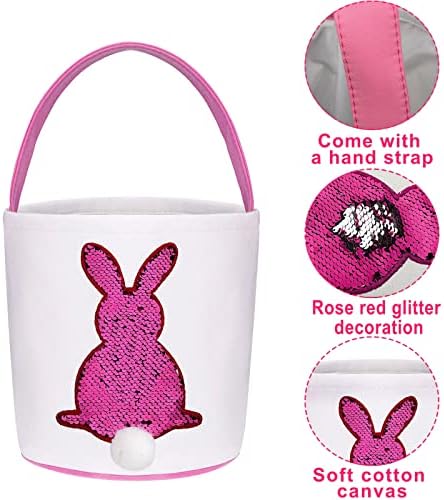 Close up view of the plush white fluffy tail on a personalized canvas bunny bag