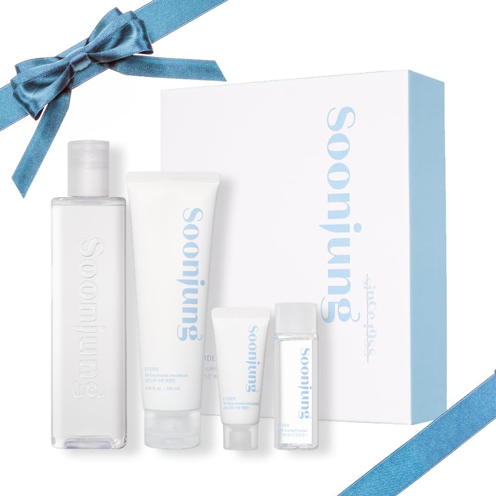 Etude SoonJung Skincare Set front view of box containing toner and emulsion for sensitive skin.