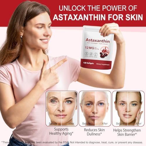 Side view of premium generic astaxanthin antioxidant dietary supplement for joint support.