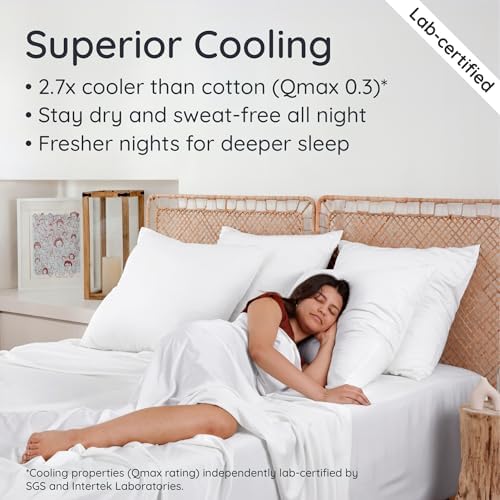 White cooling bamboo viscose fitted sheet folded