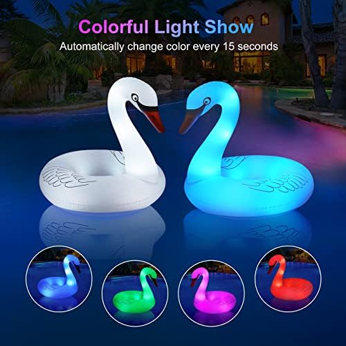 Flyfreeu 42 inch swan float illuminated in dark pool