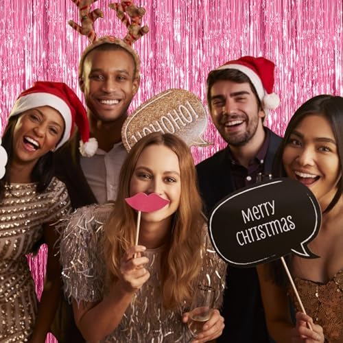 Peel and stick adhesive strip at the top of AMONE pink party decorations