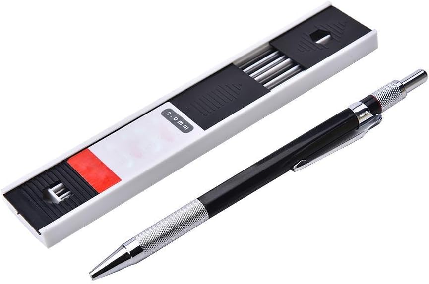 Close-up of the textured non-slip grip and pocket clip on Warmshine drafting pencil