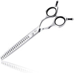 HASHIMOTO Japanese steel pet shears highlighting the adjustable tension screw mechanism