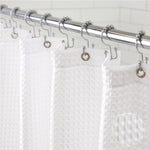 Gorilla Grip Waffle Weave Shower Curtain front view hanging in bathroom