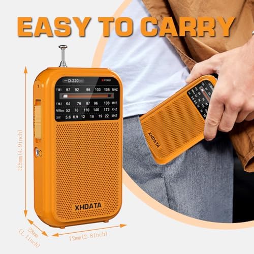 XHDATA D220 pocket radio showing retractable antenna