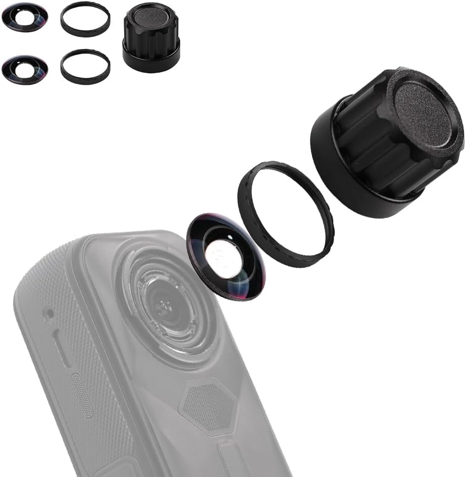 Jakoly Lens Replacement Kit for Insta360 X5 front view showing premium optical glass covers.