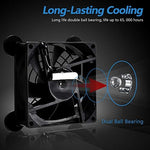 SCCCF portable router fan positioned flat under an electronic media device to show slim profile setup
