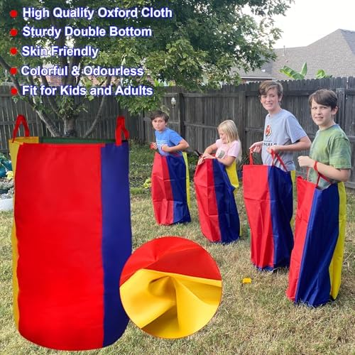 Three-legged race bands and egg and spoon relay accessories included in the set.