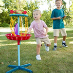 Chuckle And Roar disc golf game packed into portable basket