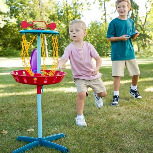 Chuckle And Roar disc golf game packed into portable basket