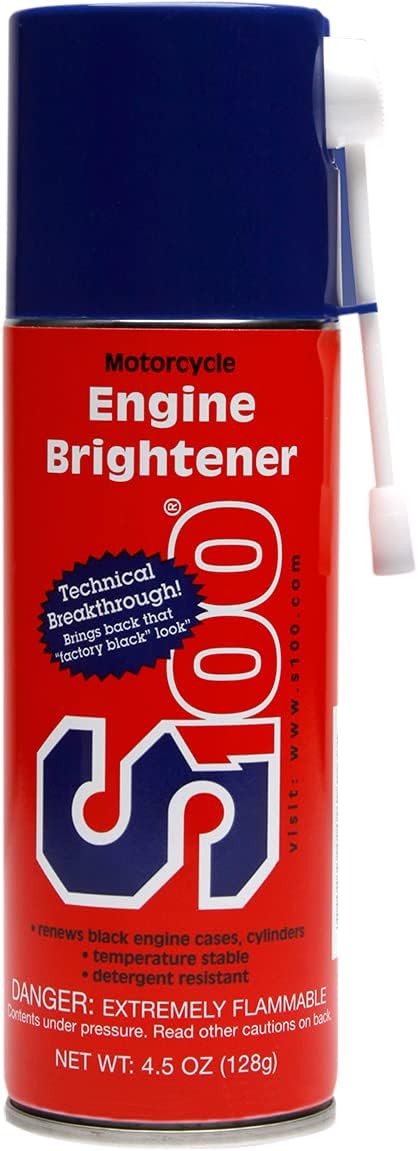 S100 Motorcycle Engine Brightener four point five ounce aerosol spray can front view