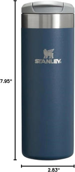 Top angle view of the open drink-through lid on the Stanley AeroLight 16 Ounce Navy mug.