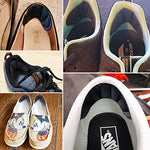 Applying ZHBDMGK heel inserts to the back of a leather shoe