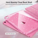 Fintie sparkly pink folio case displaying integrated pencil holder with stylus inside