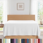 Southshore Fine Living white king flat sheet front view spread over a luxury bed.