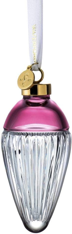 Waterford Lismore Drop Ornament Faith Cranberry front view crystal holiday decoration