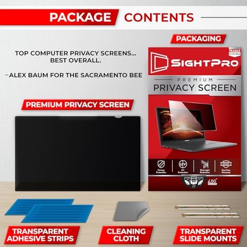 SightPro fourteen inch sixteen by nine aspect ratio laptop screen protector dimensions overview