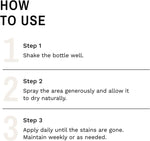 Instructions for using Eye Envy pet stain spray