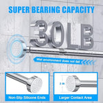 Teeck shower curtain rod installed in a bathroom setting