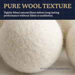 Farberware reusable laundry balls reducing static and wrinkles on fresh white bedding.