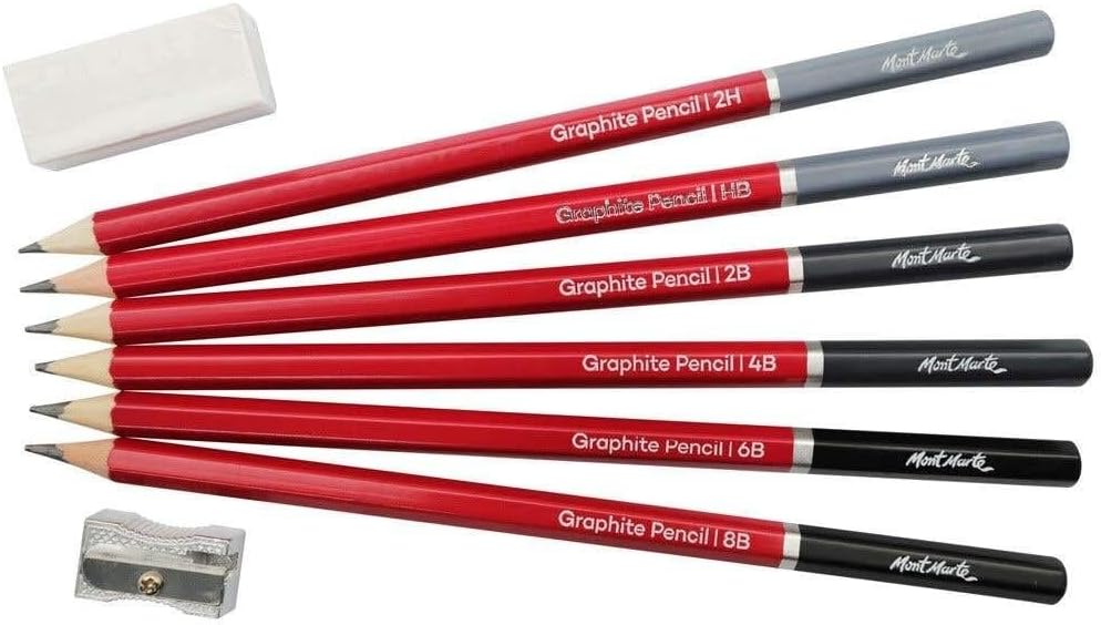 Included metal sharpener and synthetic eraser accessories
