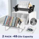 Cascading seven slot media organizer tray showcasing video game cases.