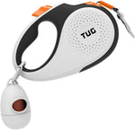 Tug 360 Degree Retractable Dog Leash white and orange front view