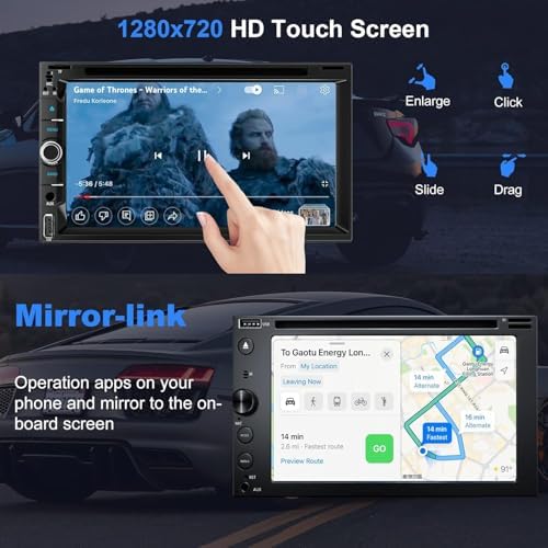 Adapter Universe touchscreen car receiver exhibiting the Android Auto navigation maps layout.