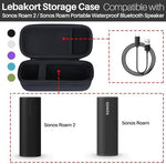 Lebakort hardshell speaker sleeve showing internal mesh pocket with charging cable