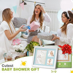 Hzorille baby shower registry keepsake frame styled as elegant tabletop room decoration