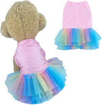 ANIAC White Dog Dress,Summer Dog Clothes for Small Dog Girl, Spring Puppy Princess Dress, Cat Outfit,Pet Clothing for Cats Kitten Chihuahua Yorkie,Rainbow (Small, White) - Image 12