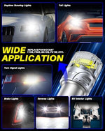 Two pieces of authentic imported vehicle daytime running light replacements unboxed against a clean background
