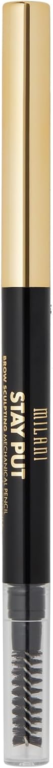 Double-sided spoolie brush end of the vegan Milani brow sculpting pencil.