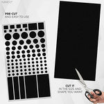 FLANCCI dimming stickers sheets package contents laid flat demonstrating the size of the four by eight inch sheets.